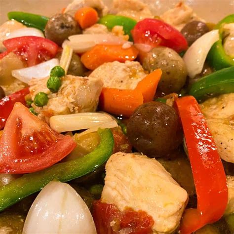 Chicken Afritada (Afritadang Manok) with Fresh .